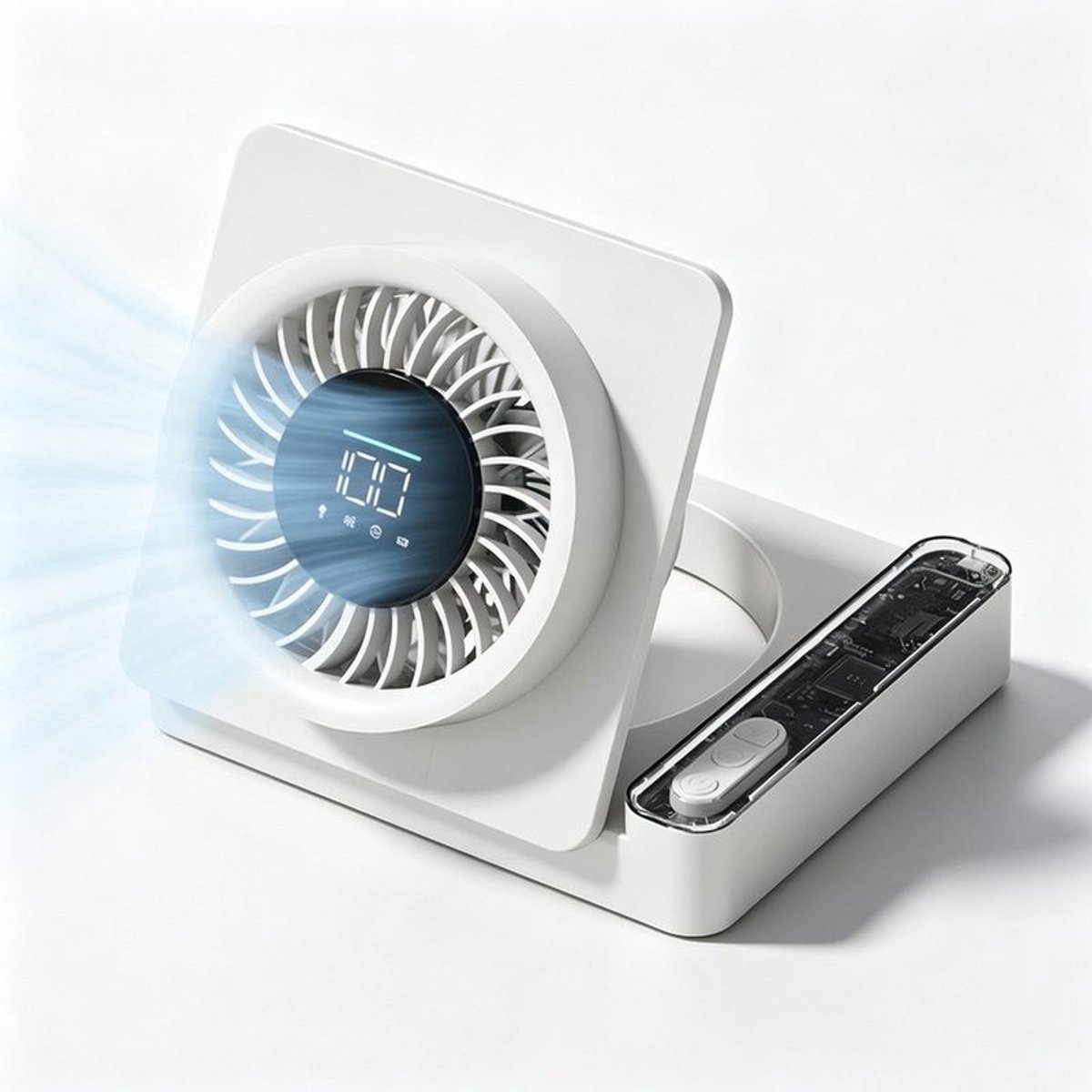 Mini-USB-ventilator, bureauventilator met 5 snelheden, ventilator op USB-batterij, opvouwbaar tot wandventilator