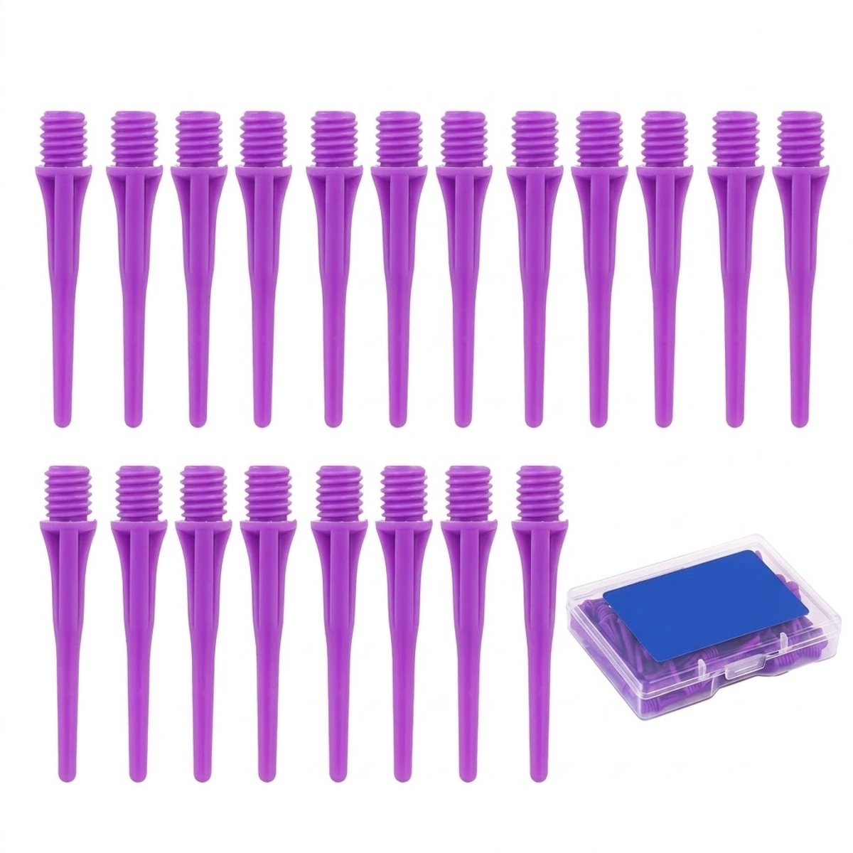 Paars dartpunten dartpijlen 60 stuks soft tip 2BA schroefdraad kunststof dart accessoires met opbergdoos