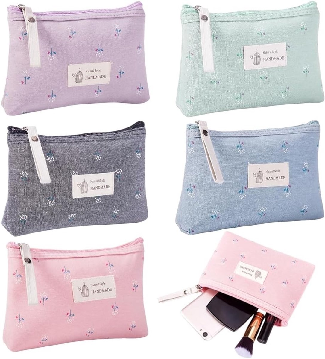 Kleine make-uptassen set van 5, ideale reisaccessoires, waterdichte cosmeticatas voor dames en onderweg