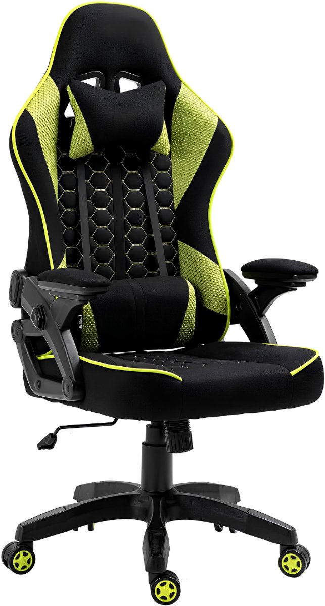 TYR® Gamingstoel - 130 kg - Gaming Chair - Gamestoel - Zwart/Groen - 52cm x 59cm x 126cm
