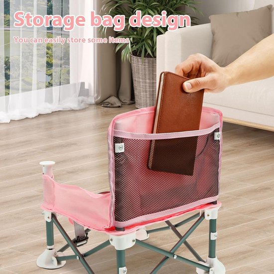 Baby Campingstoel - Kinderstoel - Veilig Eten - Inclusief Veiligheidstuigje - 38 x 35 x 36 cm - Roze — afbeelding 5