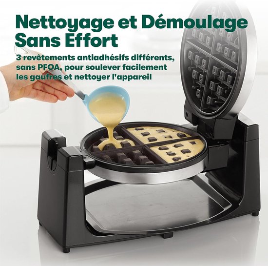 Wafelijzer - Wafelmaker - Ontbijt Maken - 4 Wafels Per Keer - 17.8 cm - RVS — afbeelding 5