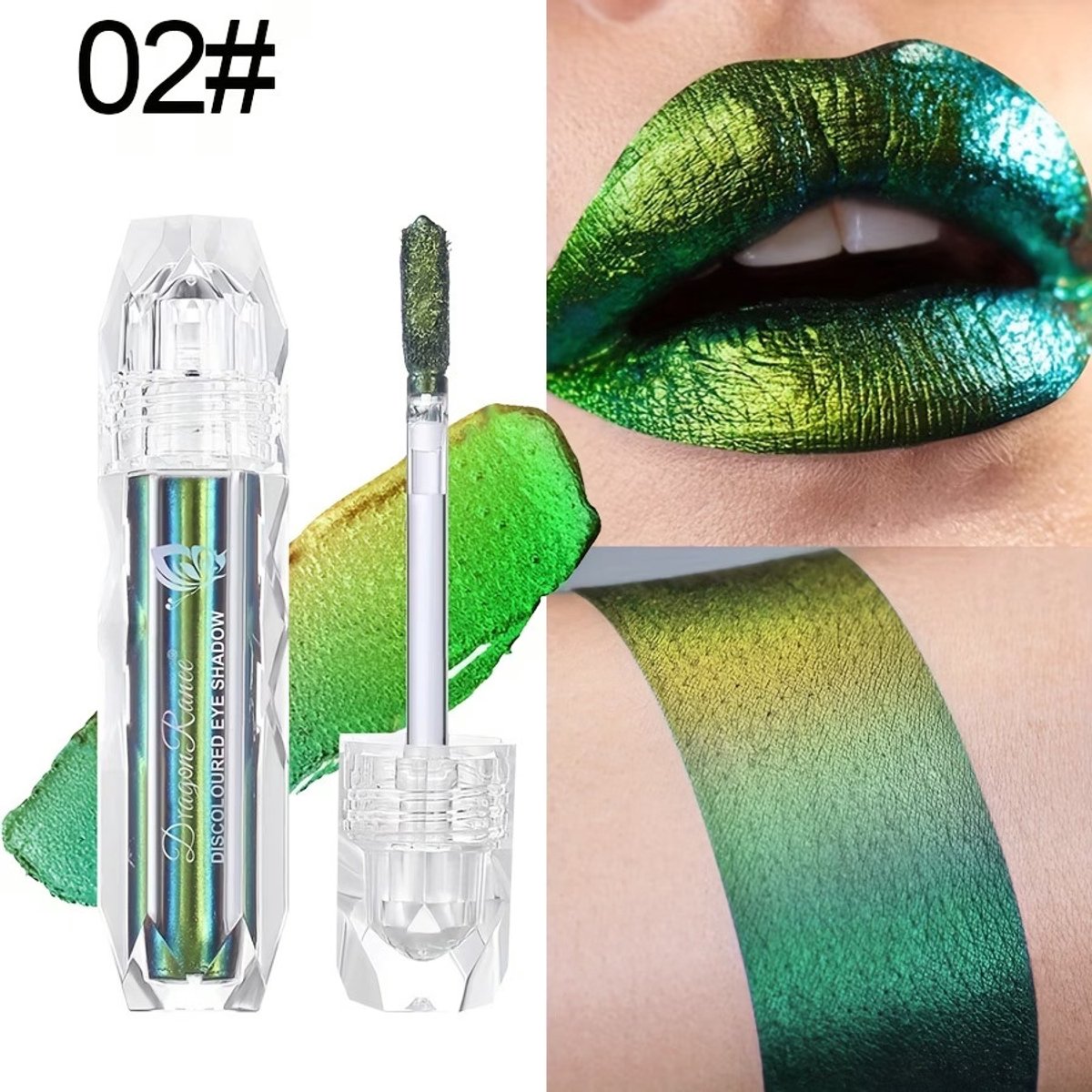 Kleurveranderende Lipgloss 02 Green Gold Chameleon – Metallic Lip Glaze met Glanzend Effect