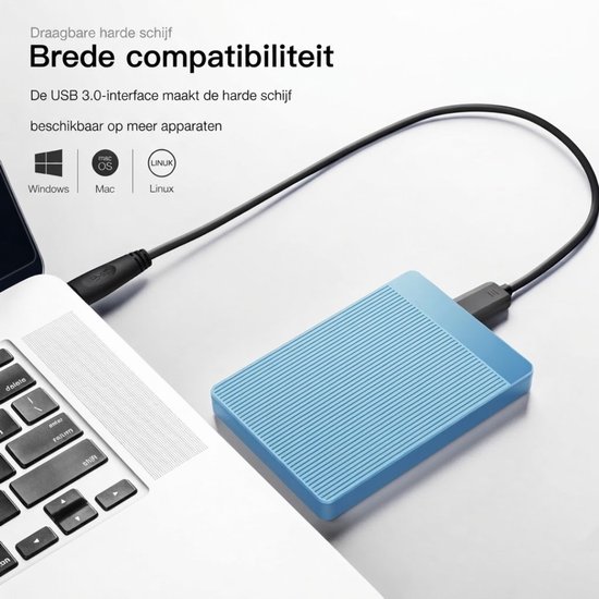 Ploutos® Harde Schijf - Draagbare Harde Schijf voor PC, Laptop & Console - Ultradunne Draagbare Harde Schijf - Lichtblauw - 30cm x 21cm x 4cm van ploutos — afbeelding 5