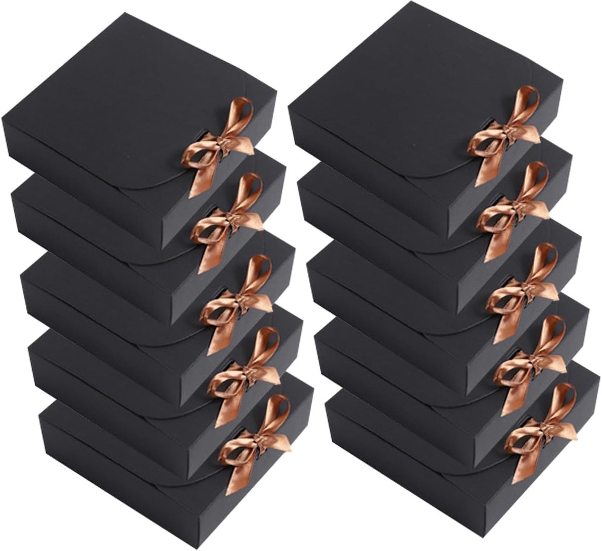 Set van 10 Cadeauboxen met Deksel en Strik, Vierkante Verpakking 24 x 24 x 6 cm, Gemakkelijke Montage, Perfect voor Feestjes, Verjaardagen en Bruidsmeisjes
