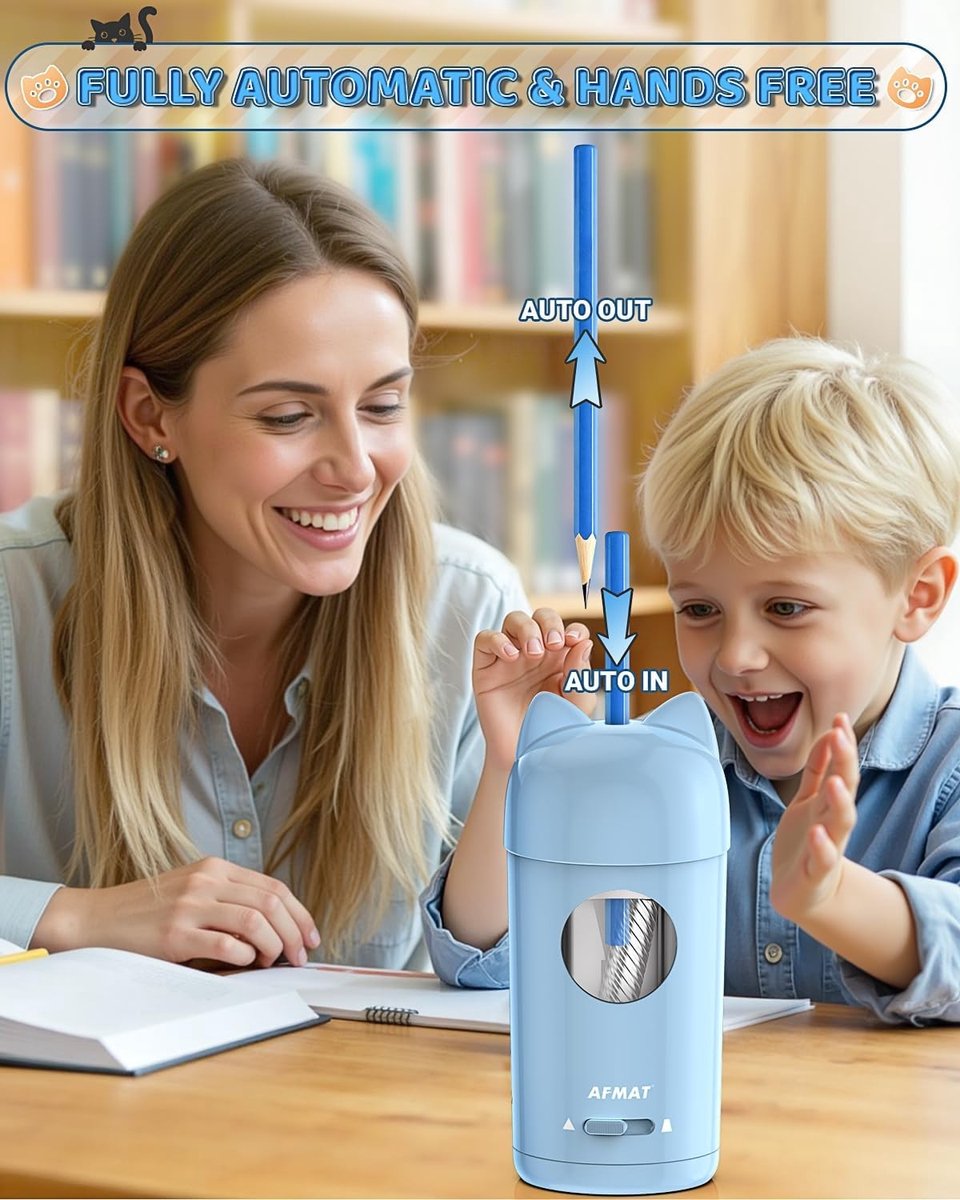 Volautomatische elektrische puntenslijper - Blauw - Oplaadbare Puntenslijper met Automatische Stop - Voor Thuisgebruik