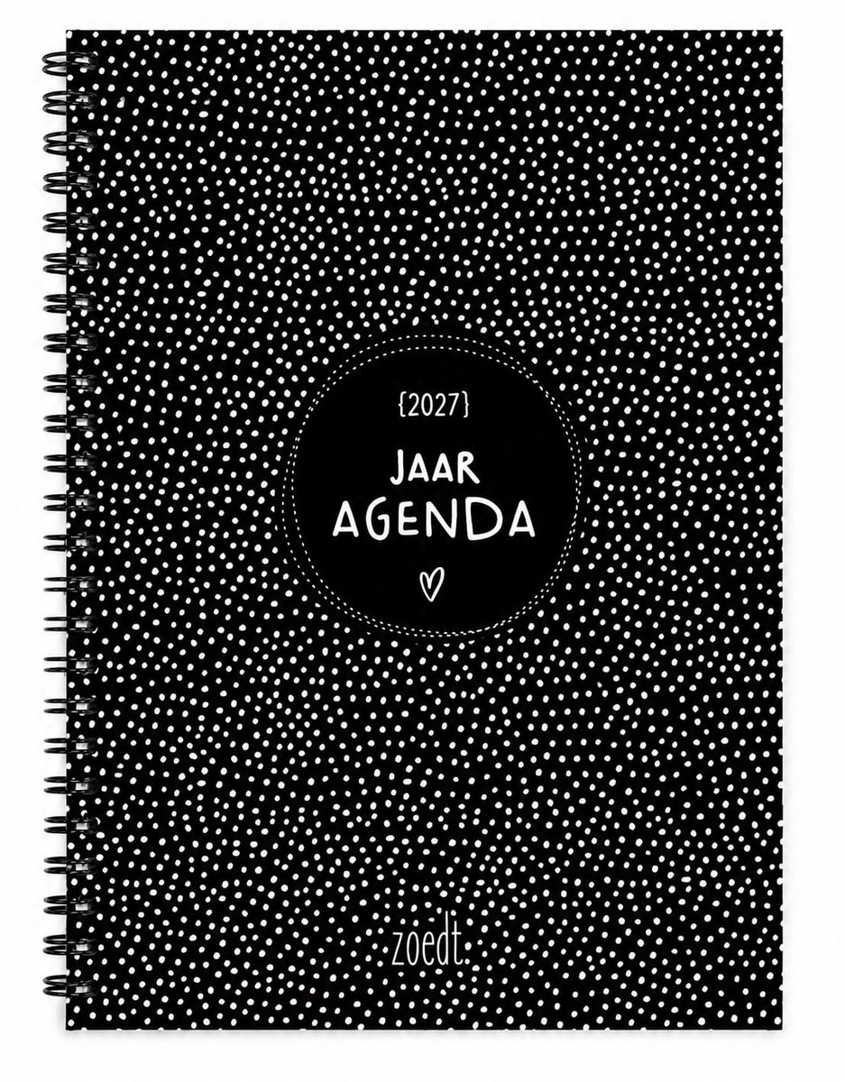 Zoedt Jaaragenda 2027 – A5 Agenda – Weekagenda met Ringband – Zwart-wit – Weekoverzicht