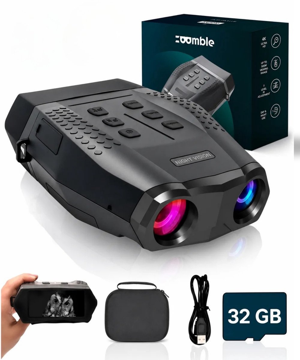 Zoomble® Nachtkijker PRO met Digitale Camera – Infrarood CMOS Sensor – Inclusief 32GB SD Kaart - 1080P HD – Nightvision - Infrarood – Verrekijker met Nachtzicht – 400M