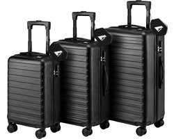 NOHRD® NOHRD Kofferset - 3 delig - 38L Handbagage + 70L en 110L Ruimbagage - Lichtgewicht - Trolley - Reiskoffer Set - Zwart