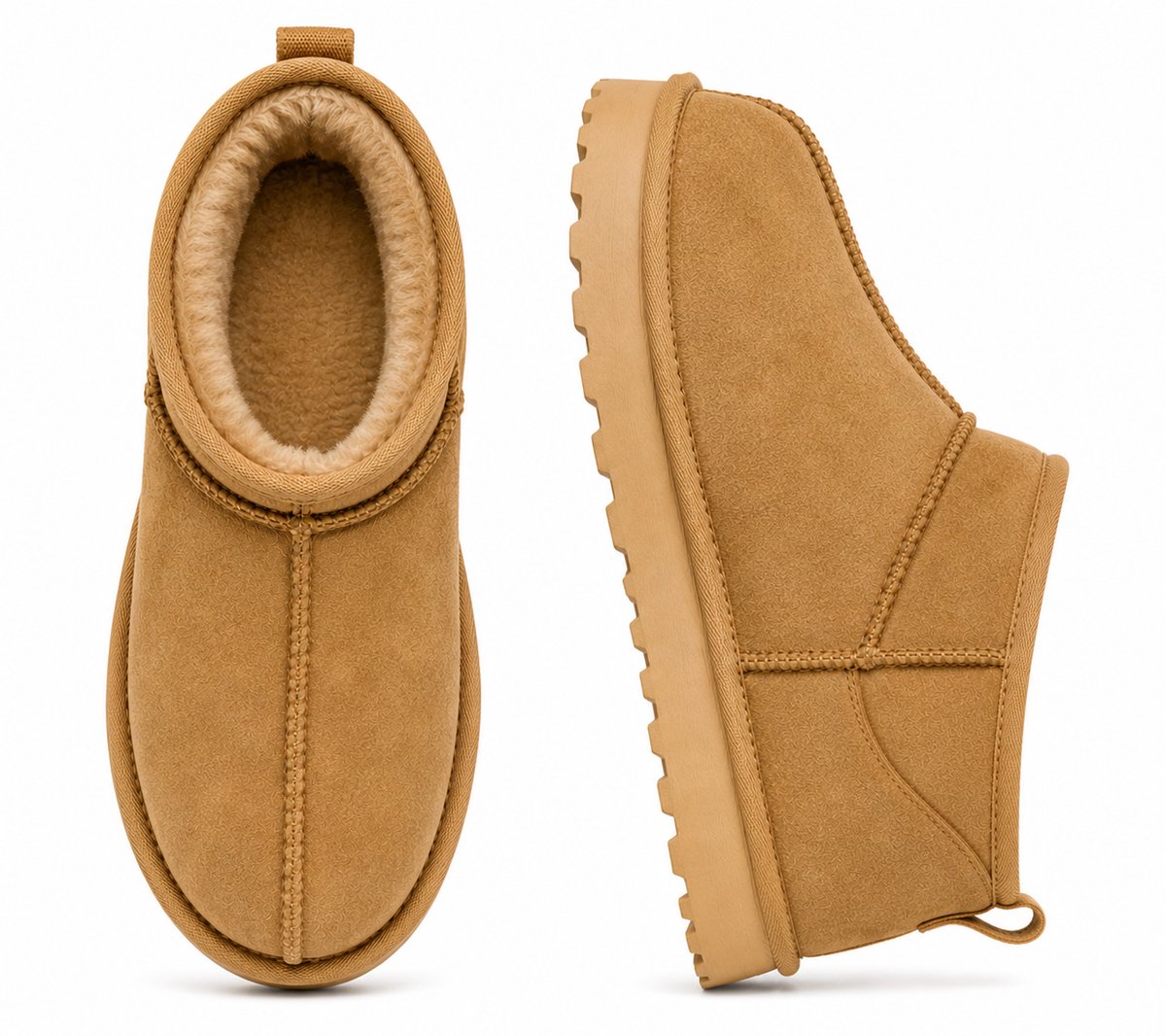 Warme Dames Pantoffels – Enkellaars Sloffen met Voering – Stevige Zool voor Binnen & Buiten – Winter – Chestnut - maat 39 -