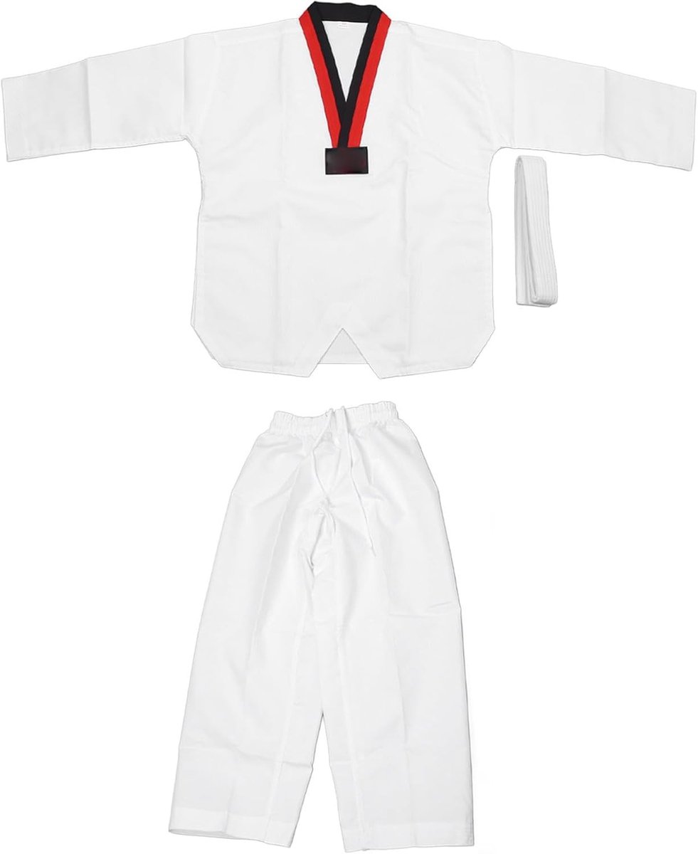 Comfortabel Taekwondo Uniform voor Kinderen met Band - Lichtgewicht Trainingspak voor Martial Arts, Geschikt voor Lengte 136-146 cm, Ideaal voor Beginners