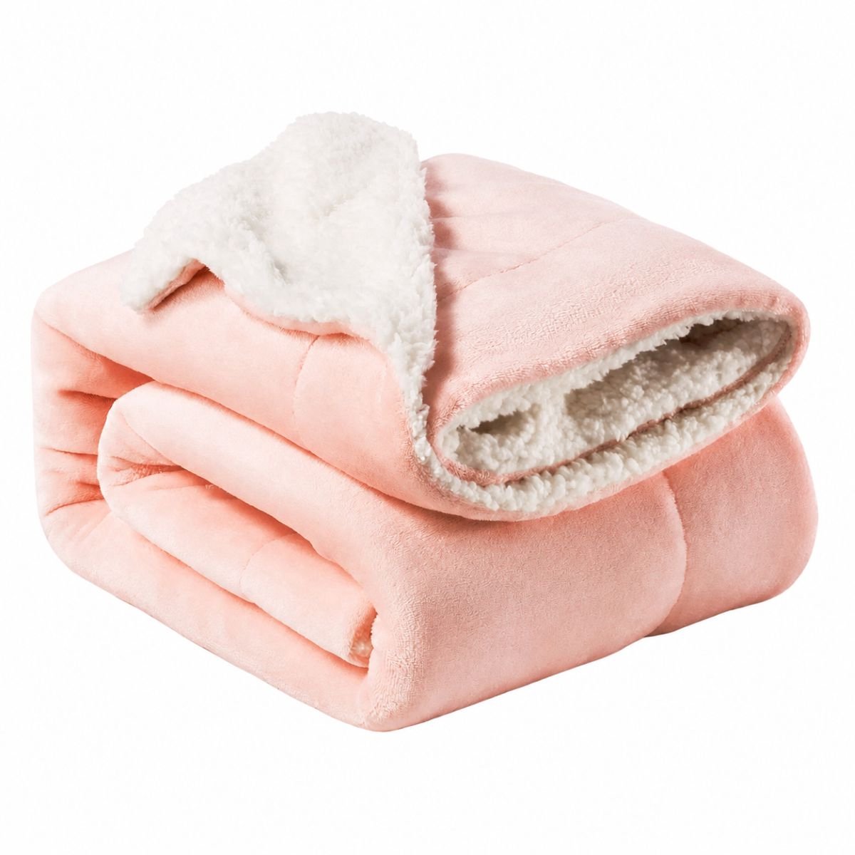 Ceruzo Sherpa Fleece Deken 150x200 cm - Licht roze - Zachte Plaid - Wasbaar 30°C