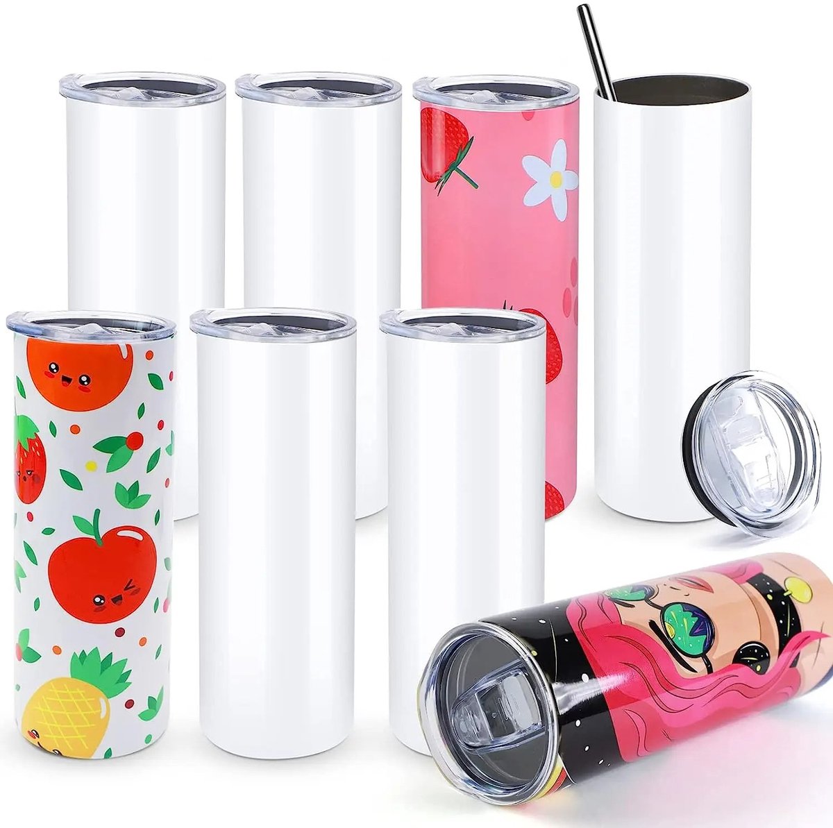 ArtiZo tuimelaar - thermosbeker - 8x drinkbeker + accessoires - vacuüm isolatie - 591 ml - rvs