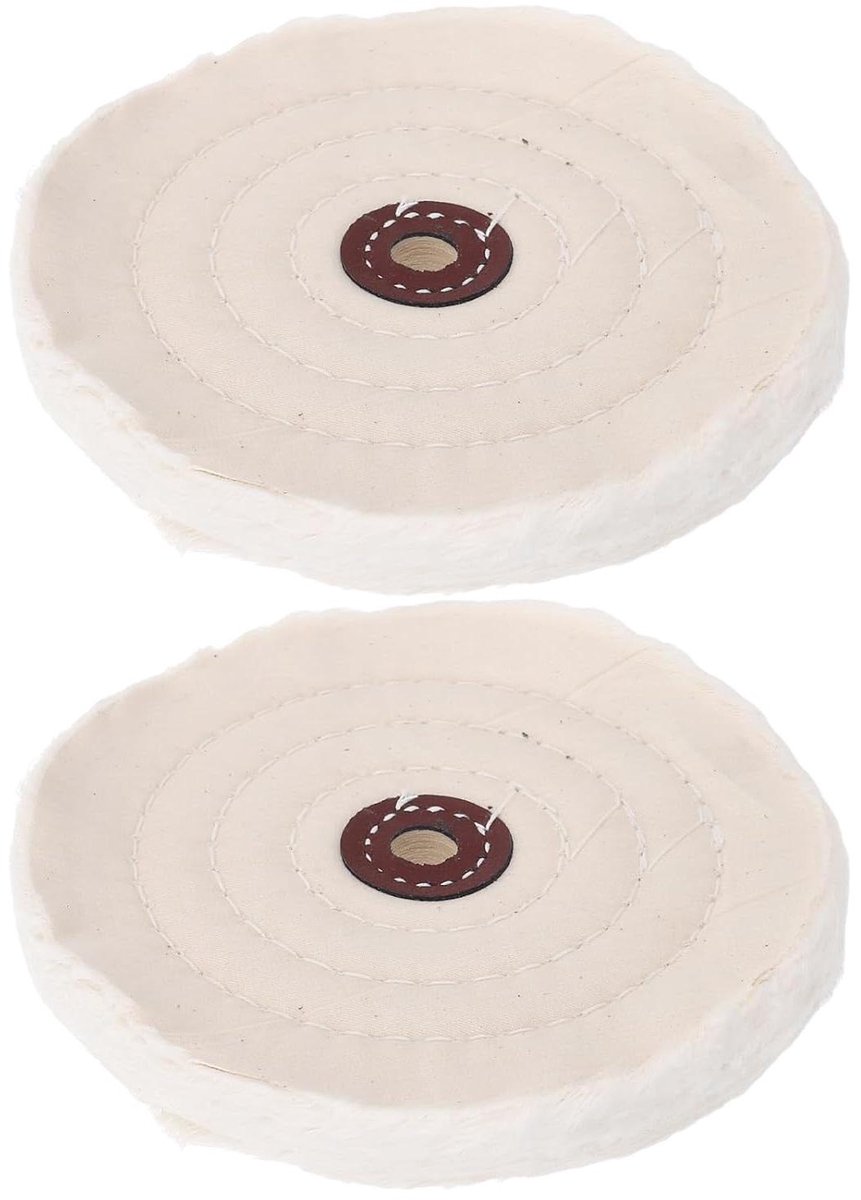 Polijstschijven - Boormachine opzetstuk - Metaal polijsten - Spiegelglans resultaat - 144 mm diameter - Beige