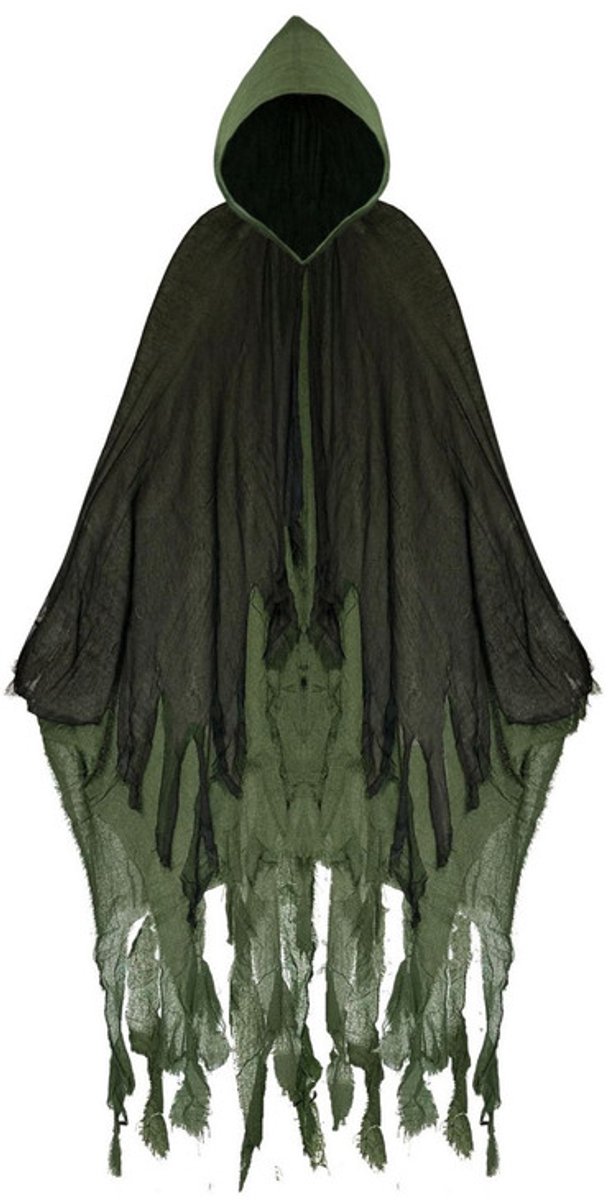 Halloween-cape – Totale lengte inclusief capuchon185 cm – Lengte kledingstuk155 cm – Halloween-mantel – Griezelige mantel – Vampiercape – Spookachtige mantel – Halloween-bovenkleding – Halloween-omslagdoek – Maskerademantel – Kostuumcape