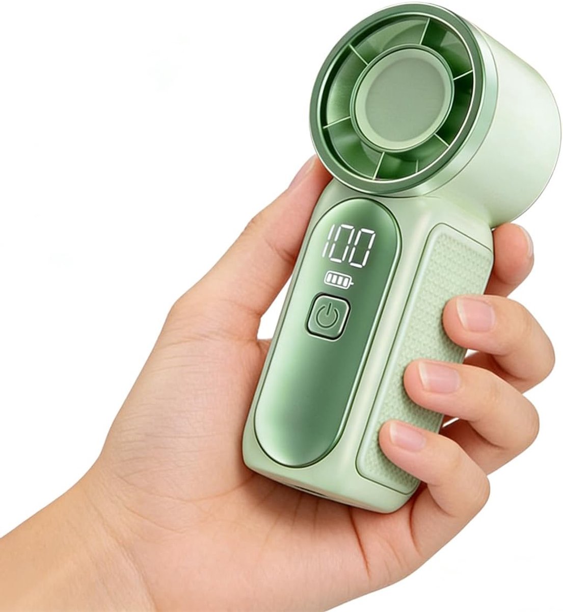 Handventilator - Draadloze Tafelventilator - Mini Fan - USB-Oplaadbare - LED Display - Met Turbofunctie - Lange Accuduur - 6 Standen - Kleine Portable Ventilator met USB - Ideaal voor Thuis & Reizen - Outdoor gebruik - Groen