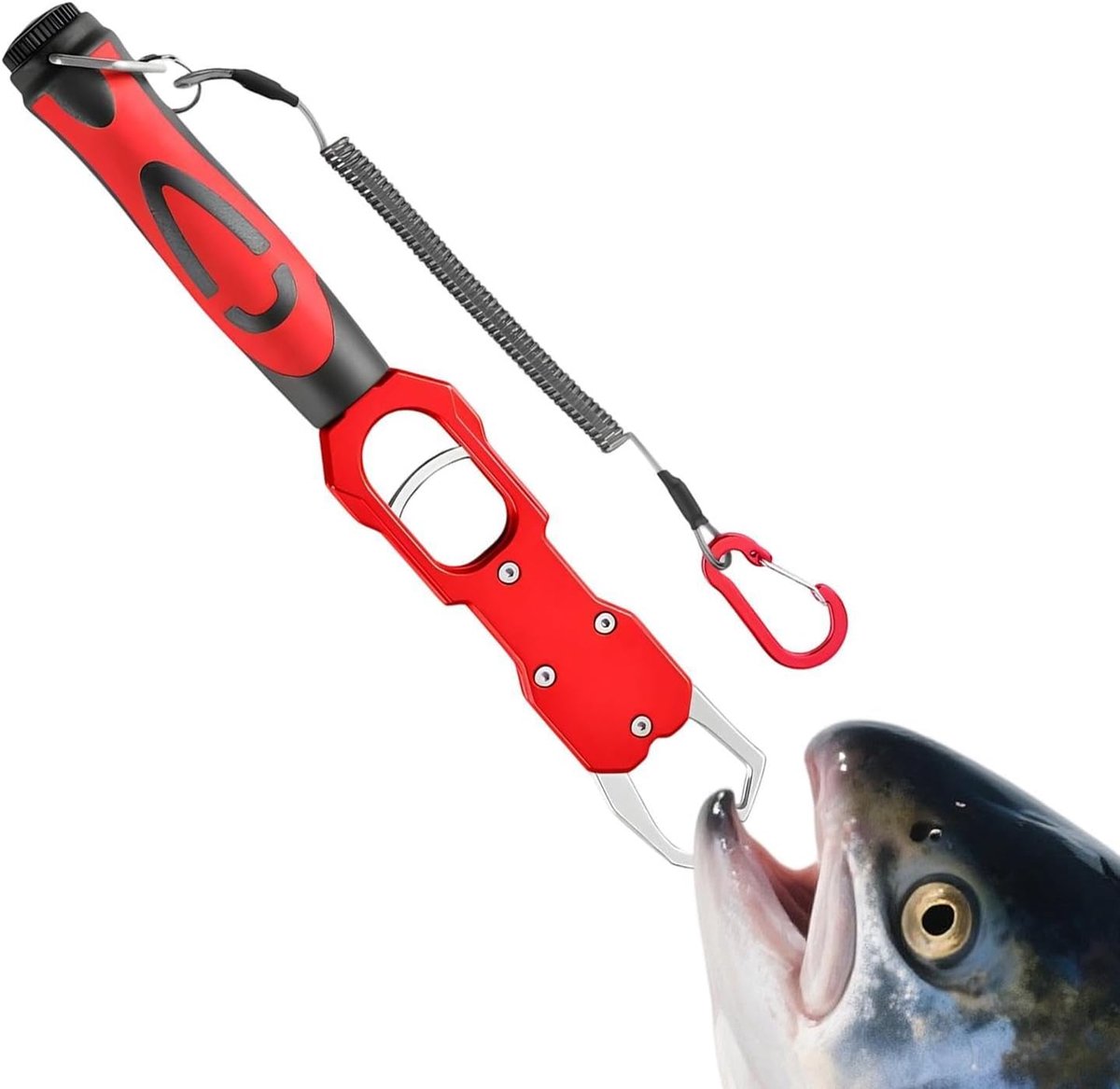 Visliptang - Lip Grip Vistang – Vistang - Vistang met weegschaal - Verlengde visklemtang - Met weegfunctie 18 kg - Vissen Accessoire - Aluminiumlegering - Geschikt voor vissen vanaf de kant, vissen vanuit een boot, ijsvissen - Rood