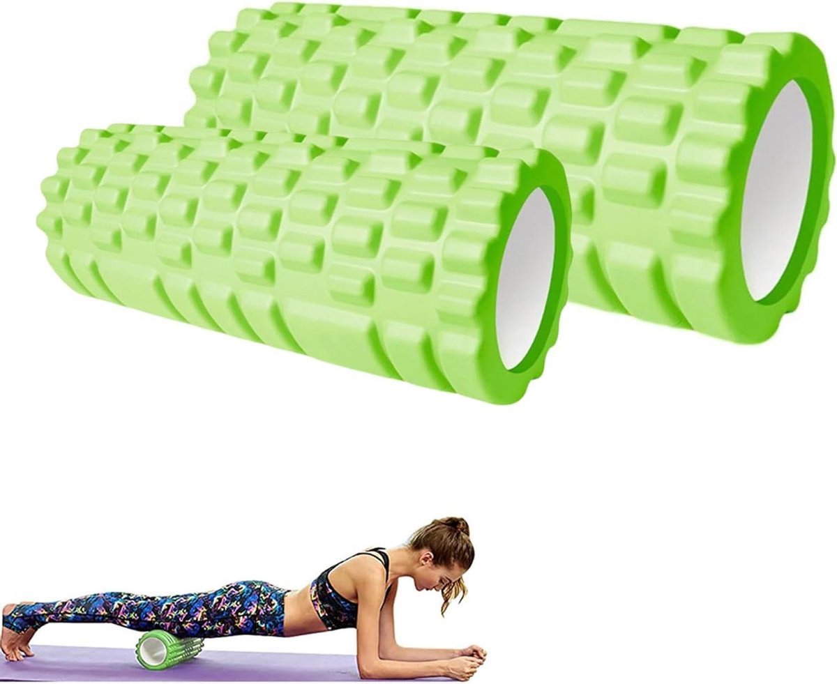 Foam Roller Set - Massagerol Schuimrubber - Spierherstel Fitness - 3D Massage Oppervlak - 33x14cm 30x9cm - Zwart