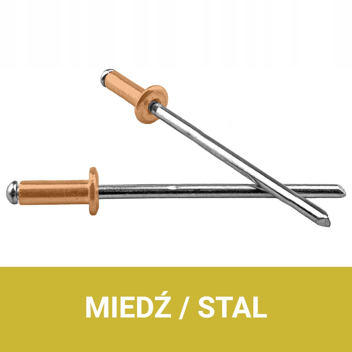 Klinknagels 4x12mm Platte Kop Koper/Staal - 500 Stuks