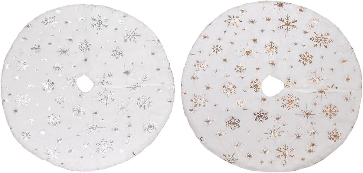 Mini Kerstboomrok Set van 2, Witte Ronde Kerstboom Dekens van 40 cm, Zacht Voetbedekking voor Kerstboomdecoraties en Feestdagen
