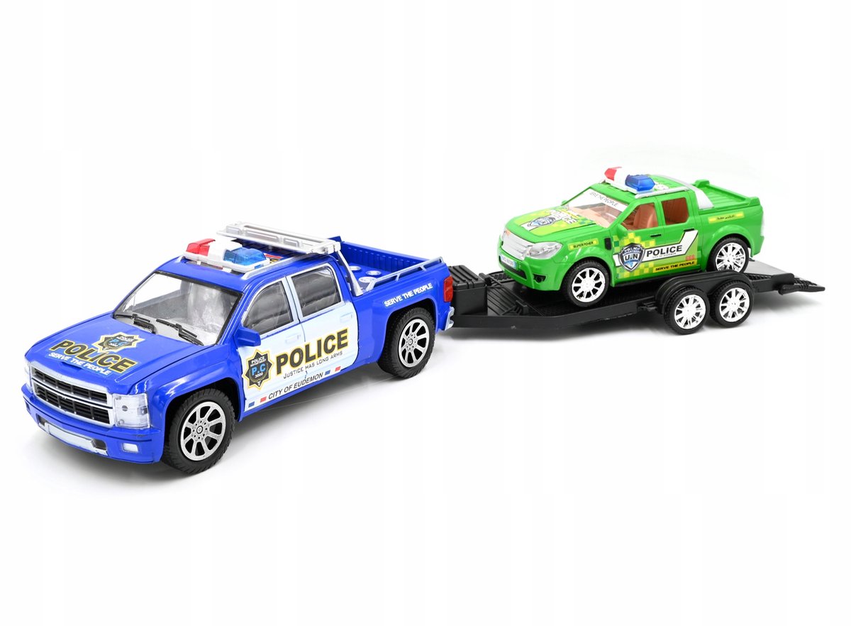 Politiewagen met Aanhanger Speelgoed - Verschillende Kleuren