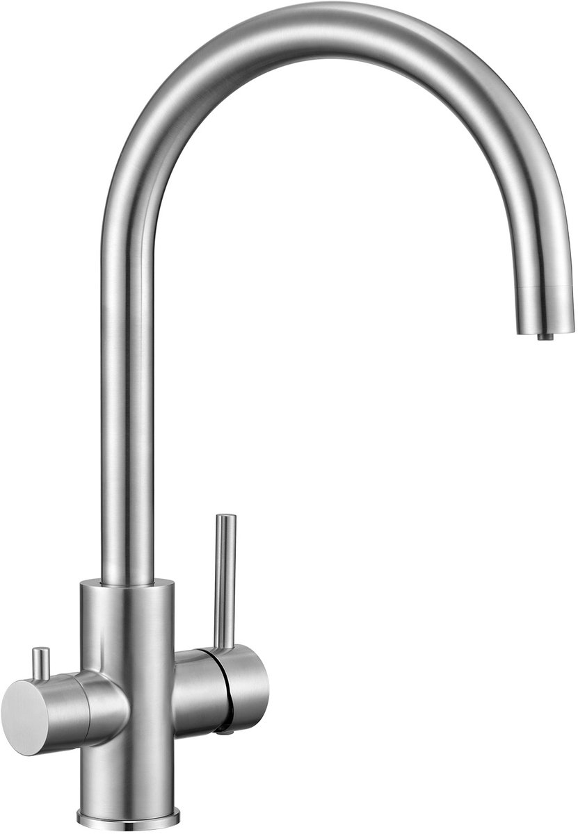 CECIPA max Drinkwaterfilter Keukenkraan - 3‑weg keukenkraan Zilver - 3‑in‑1 mengkraan 360° draaibaar - RVS keukenkraan inclusief flexibele slang