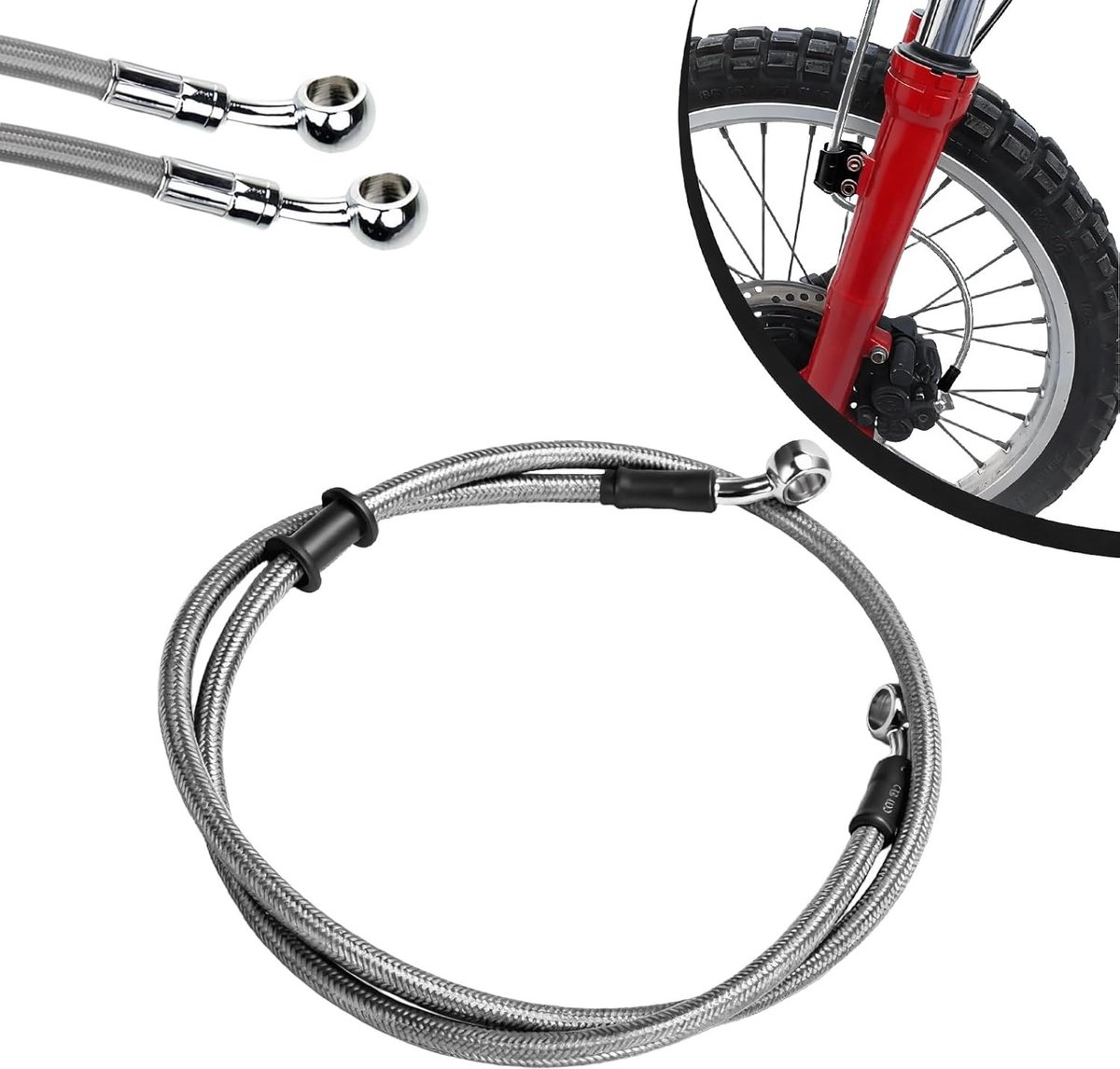 Versterkte hydraulische rem- en koppelingsslang voor motorfietsen - 500mm tot 2000mm, geschikt voor enduro en motocross