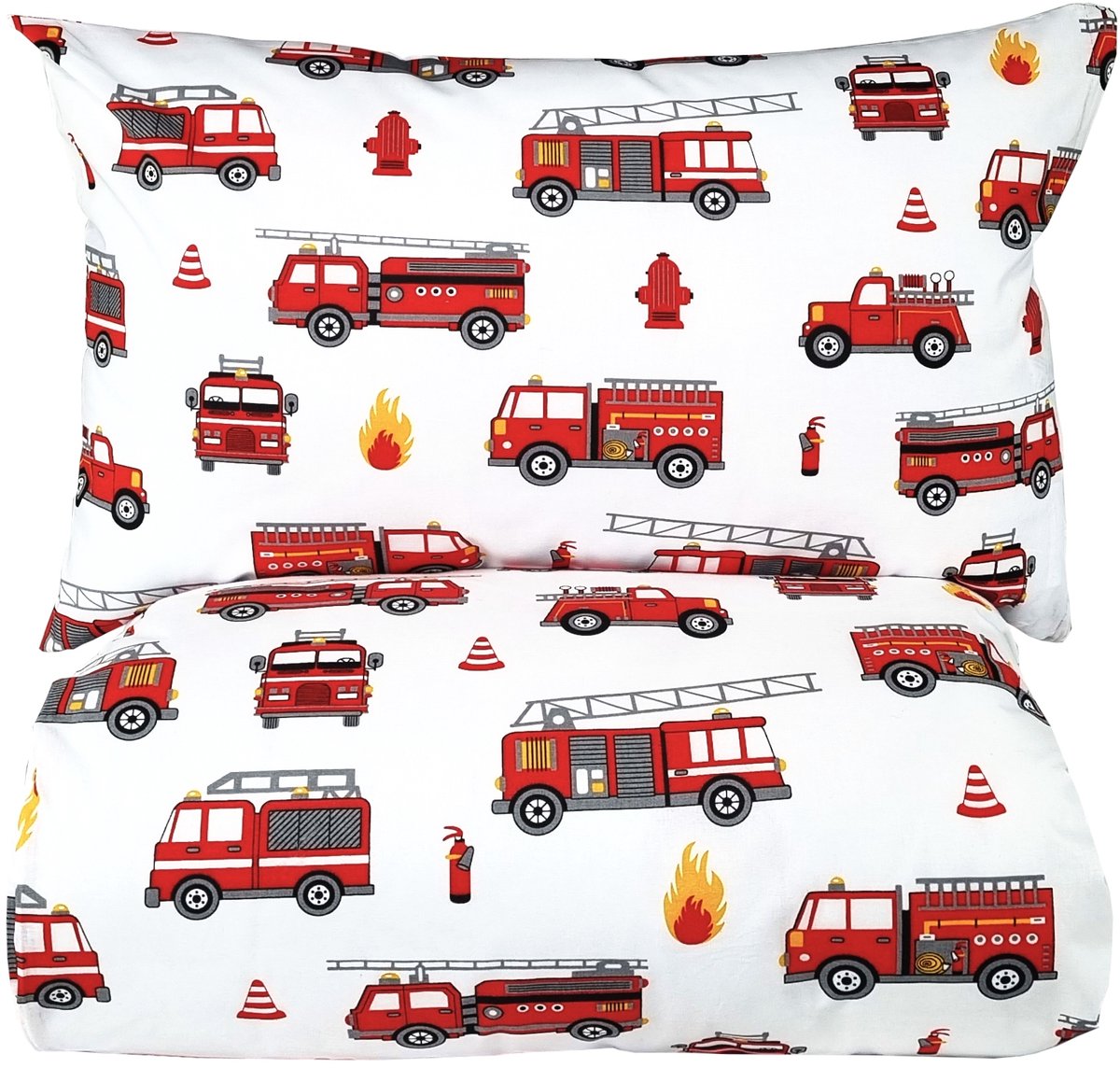 Kinderbeddengoed Brandweer 140x200cm Katoen Wit