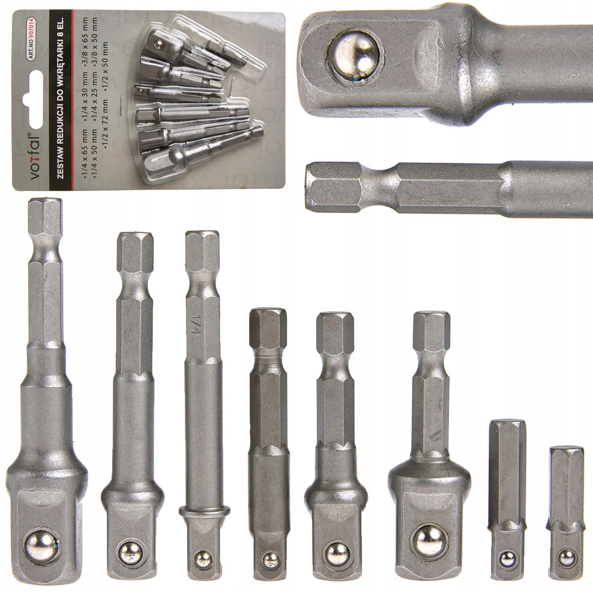 Adapterset Bit Inbus Schroefmachine 1/4" 3/8" 1/2" - 8 stuks
