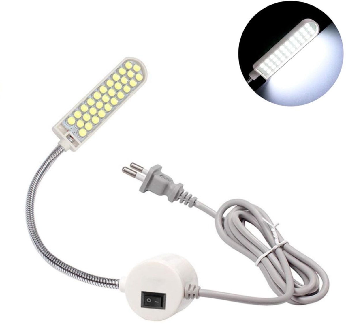 longziming - Naaimachine Lamp - Naai Licht - LED Werkverlichting - Flikker-vrij Licht - Flexibele Zwaanhalshouder - Duurzaam Plastic - Magnetische Basis - Veilige Bevestiging - 1 Stuk