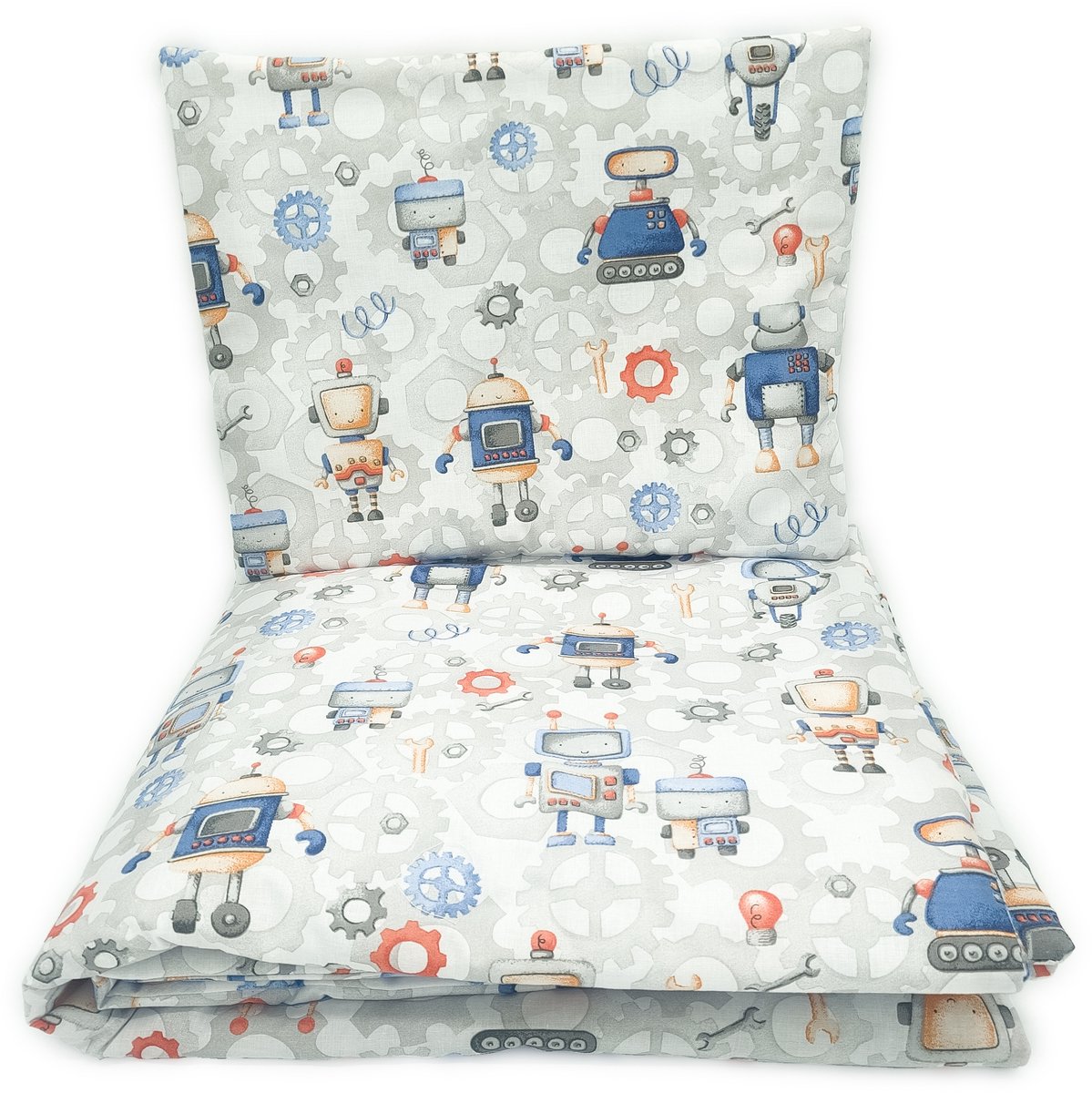 Kinderledikant set 135x100 cm met robotprint, 100% katoen