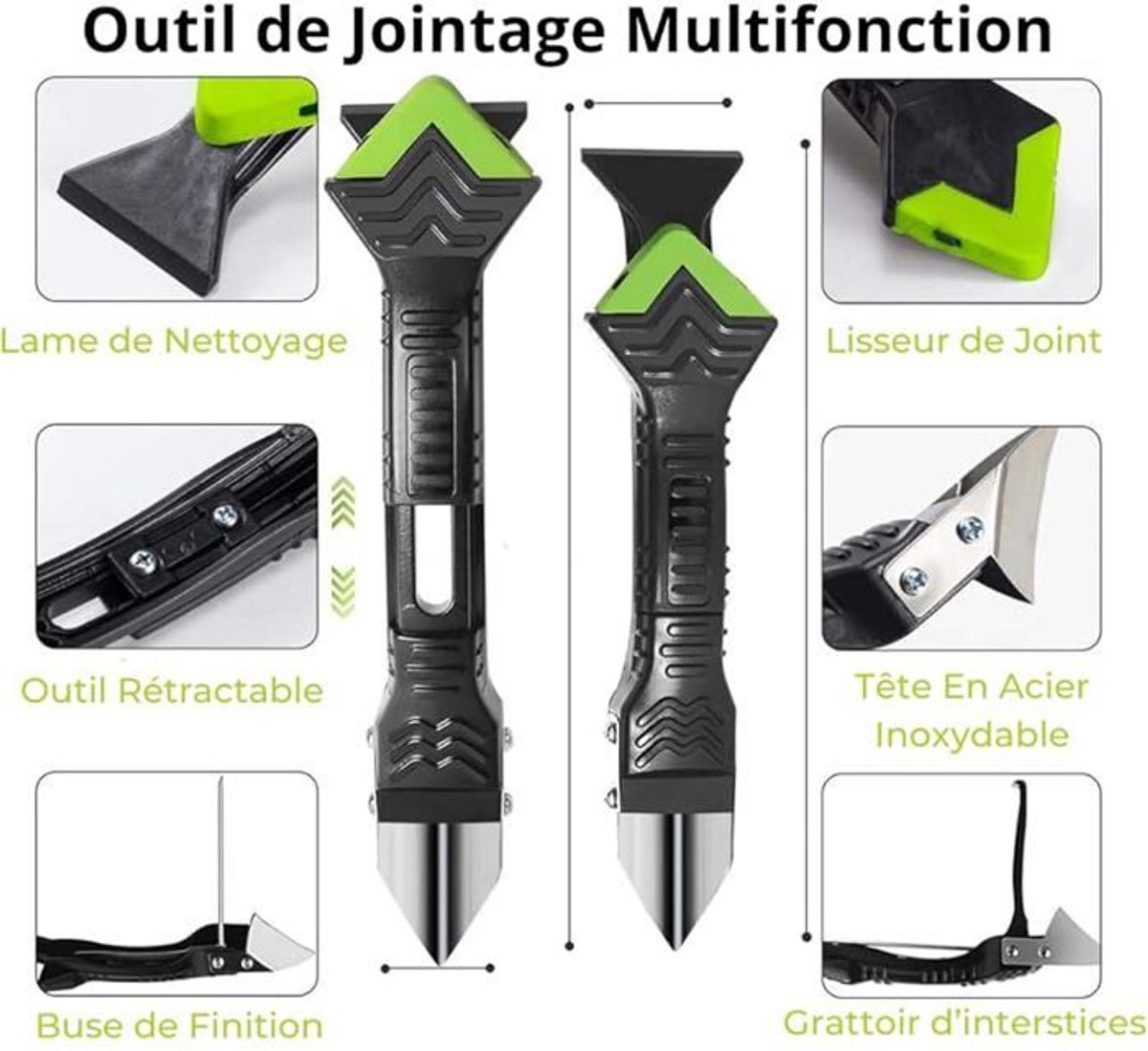Siliconenkitgereedschap - 1 stuk, 2-in-1 schraper, gladmaker, kit voor badkamer, douche en badkuip - Wit