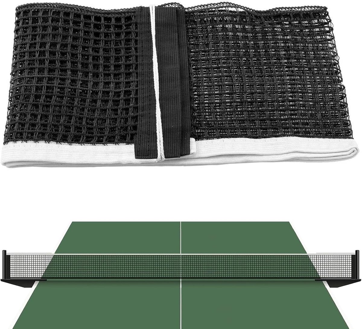 Vervangend tafeltennisnet van polyester, 180 x 14 cm, geschikt voor binnen en buiten, universeel voor alle tafeltennistafels, zwart