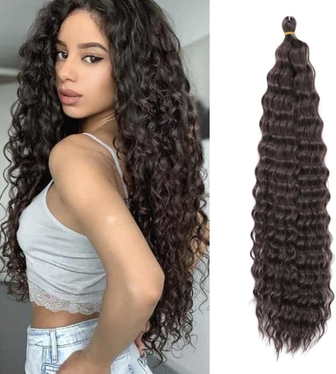 22 Inch 6 Packs Diepe Twist Haakhaar Ocean Wave Krullend Bohemian Vlechtwerk voor Vrouwen en Meisjes - Synthetische Haarextensions voor Volumineuze Haarstijl