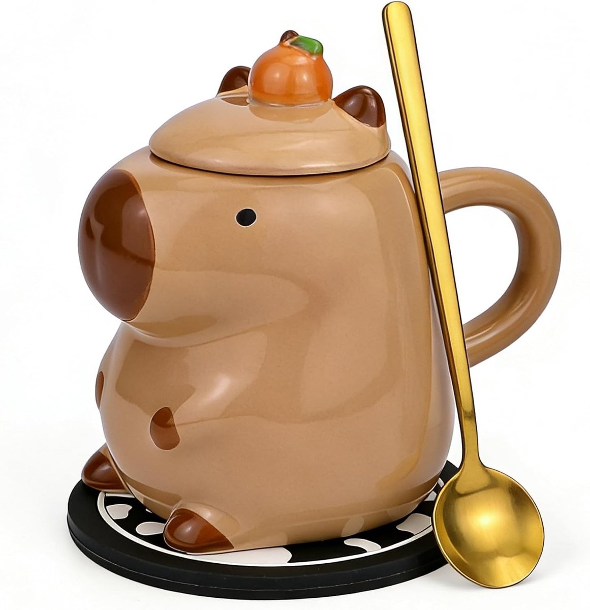 Schattige 450ml Capybara Mok voor Koffie en Thee met Deksel - Perfect Cadeau voor Vriendin en Verjaardagsgeschenken