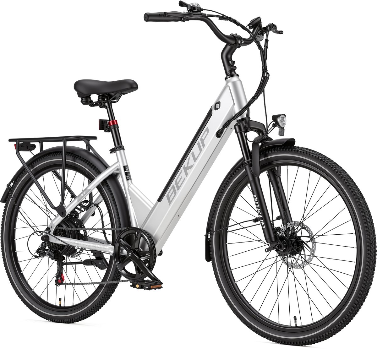Bekup 26 inch dames elektrische fiets V1- 36V 14,5Ah accu 250W achtermotor - 75km ondersteuningsbereik | Shimano 7‑versnellingen, schijfremmen, LCD‑display, maximale belasting 125kg voor woon‑ en stadsverkeer
