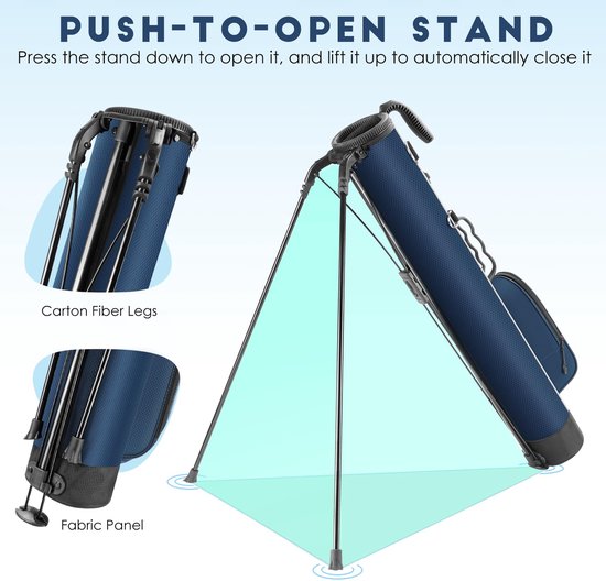 Golf Stand Tas - Draagbare Golftas - Oefenen op Driving Range - Lichtgewicht Ontwerp - 80 cm Hoog - Blauw — afbeelding 2