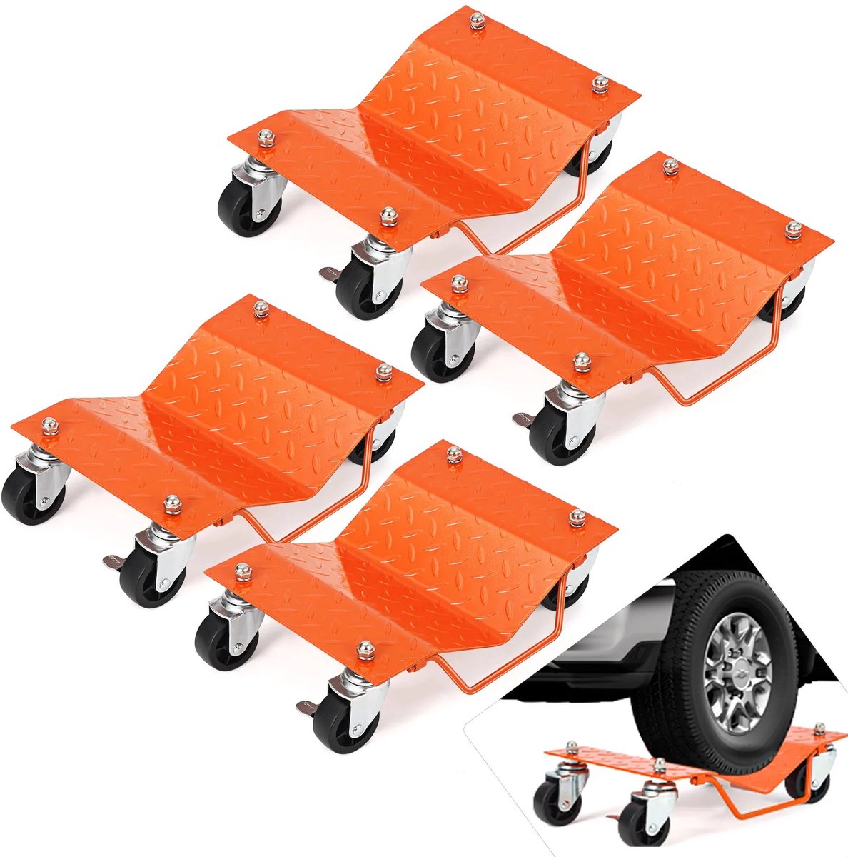 G&G automover - Autodolly - Auto dolly - Voertuigverplaatser - Wiel dolly - Set van 4 - 2.720kg - Banden tot 30.5cm - Antislip