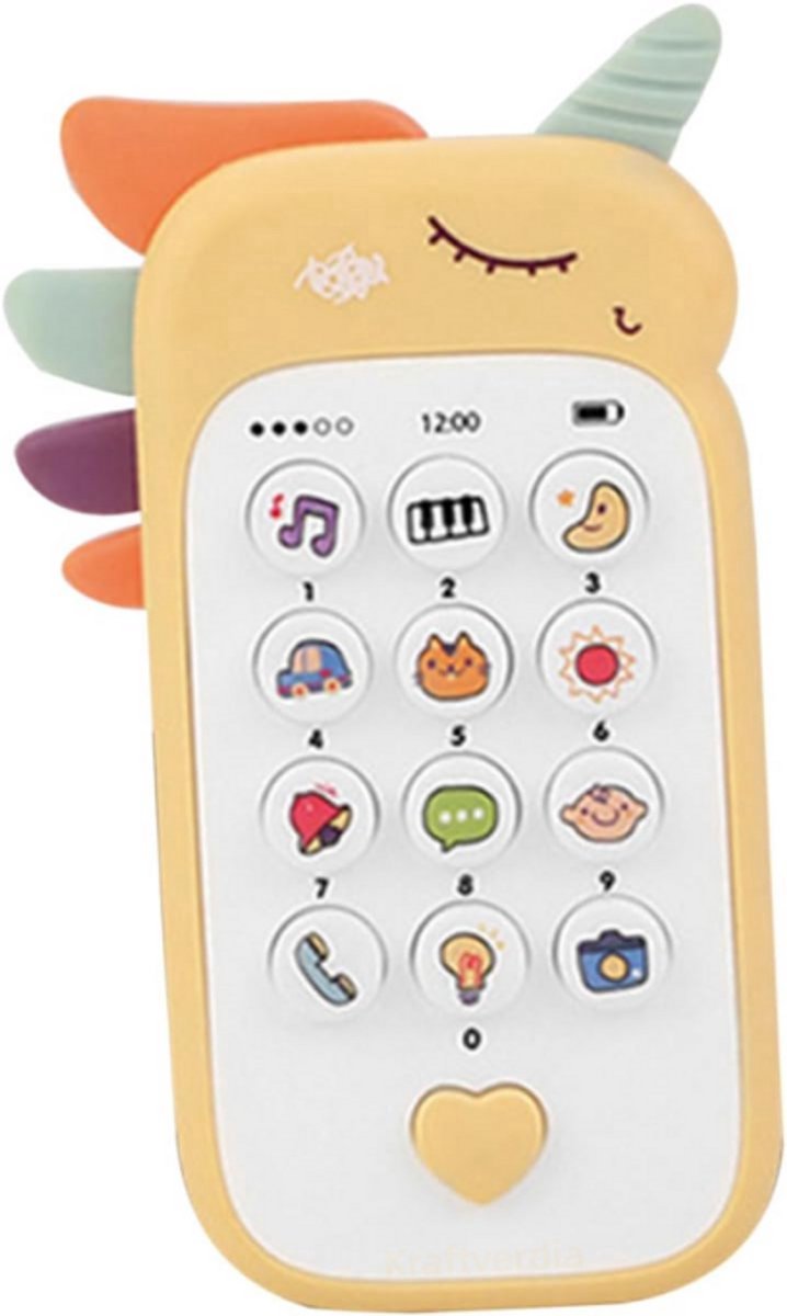 casalora - Eenhoorn telefoon - Baby speelgoed - Baby Telefoon - Educatief Speelgoed - Educatief Babyspeelgoed - Interactief Mobieltje - Baby cadeau - Geel - Vanaf 2 Jaar