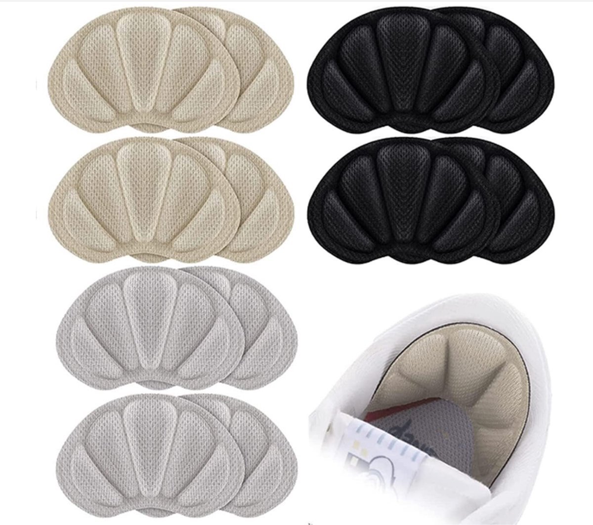 casalora® - Hielbeschermers - Hielkussen - Hielkussentjes voor schoenen - Hielpads - 12 stuks - Voorkomt Zere Hielen en Blaren - antislip hielkussens voor sneakers, hoge hakken, leren schoenen - Schoenverkleiner