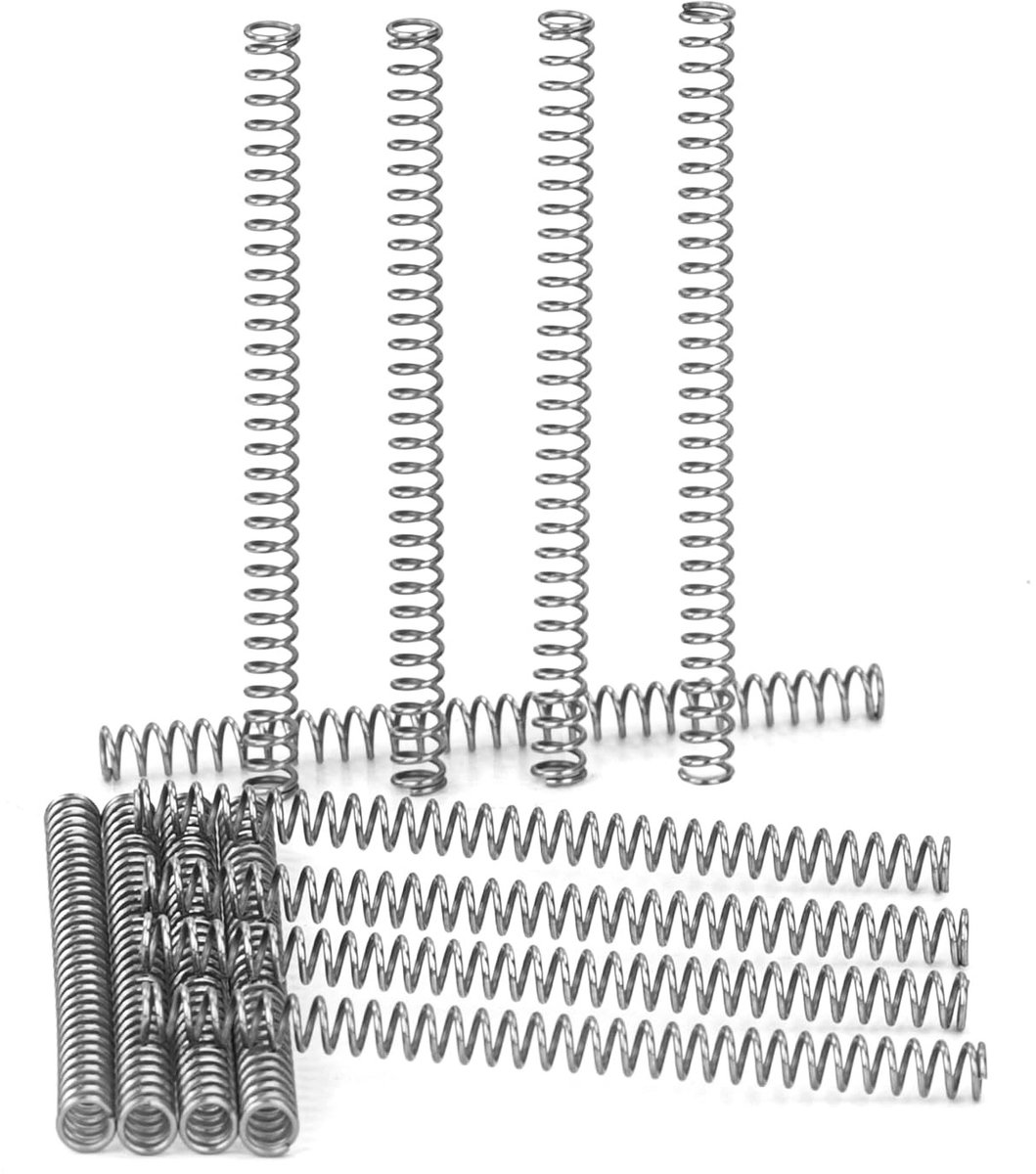 Veerkrachtige compressieveren van roestvrij staal, 40 mm, 0,4 mm draaddiameter, 3 mm buitendiameter, set van 20 stuks voor diverse toepassingen