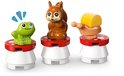 LEGO Friends een groene kikker, een bruine eekhoorn en een kip op witte en rode paddenstoelen.