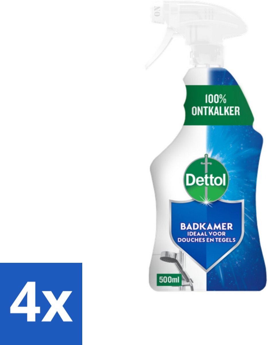 4 x Dettol Badkamerreiniger 500 ml - Badkamerreiniger - Kalkaanslag Verwijderen - Badkamerschoonmaak - Schoonmaakspray - Glans