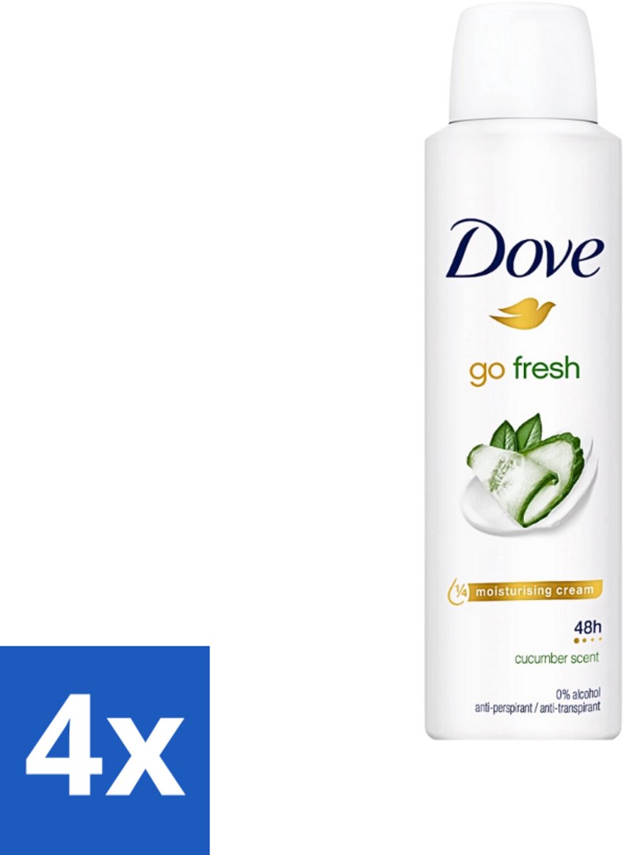 4 x Dove Go Fresh - Deospray - Komkommer - 150 ml - Dove Go Fresh - Deodorant - Komkommergeur - Groene Thee - Langdurige Bescherming