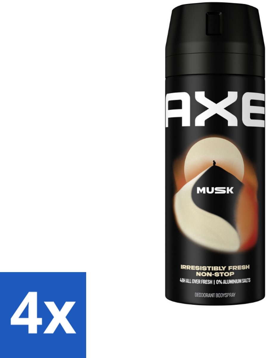 4 x Axe - Deodorant Bodyspray - 48hrs Fresh - Musk - Patchouli & Fougere - 150 ml - Deodorant - Mannelijke Geur - Musk - Patchouli - Fougere