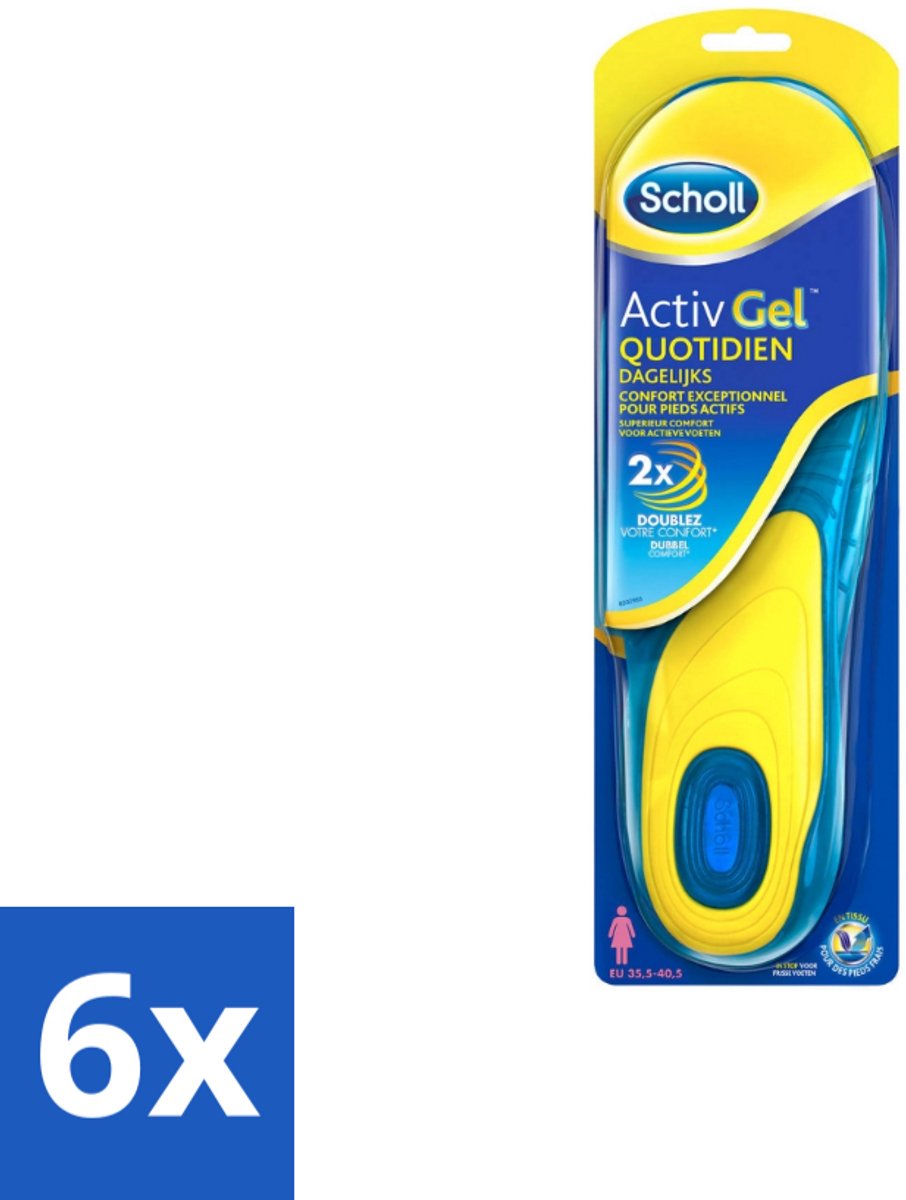 6 x Scholl - Inlegzolen - ActivGel - Maat 35.5 - 40.5 - 1 Paar Inlegzolen - Schoonheid - Voetcomfort - Inlegzolen - Scholl - ActivGel