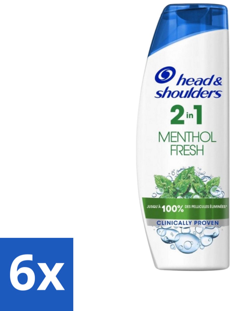 6 x Head & Shoulders - 2in1 Anti-Roos Shampoo & Conditioner - Menthol Fresh - 270 ml - Anti-Roos Shampoo - Roos Shampoo - Hoofdhuidverzorging - Haarverzorging - Menthol Fresh