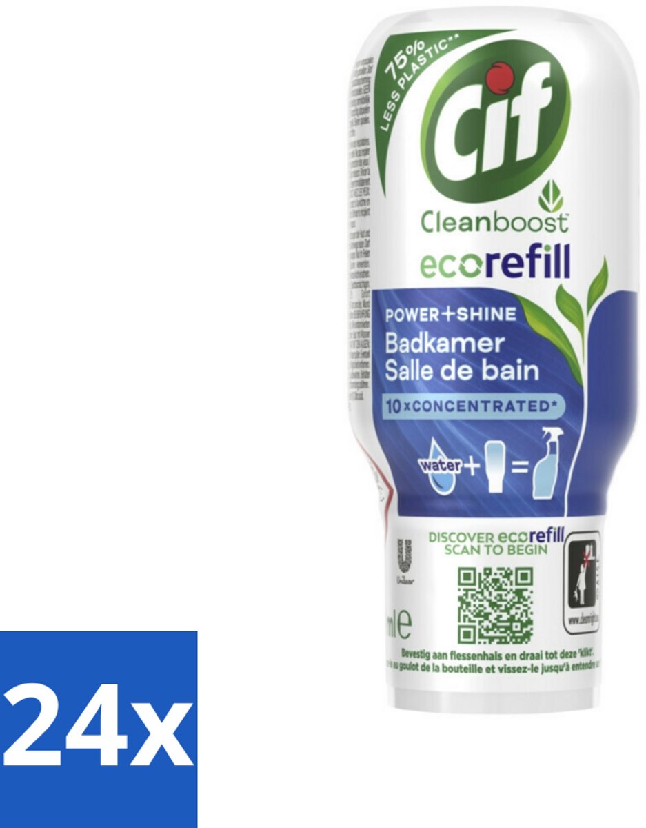 Cif Eco Refill - Power & Shine - Badkamerreiniger - Spray - 70 ml - Voordeelverpakking - 24 stuks