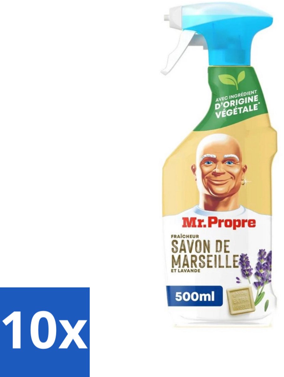 Mr. Proper - Allesreiniger Spray - Marseille zeep en Lavendel - Natuurlijke ingrediënten - 500 ml - Bulkverpakking - 10 stuks