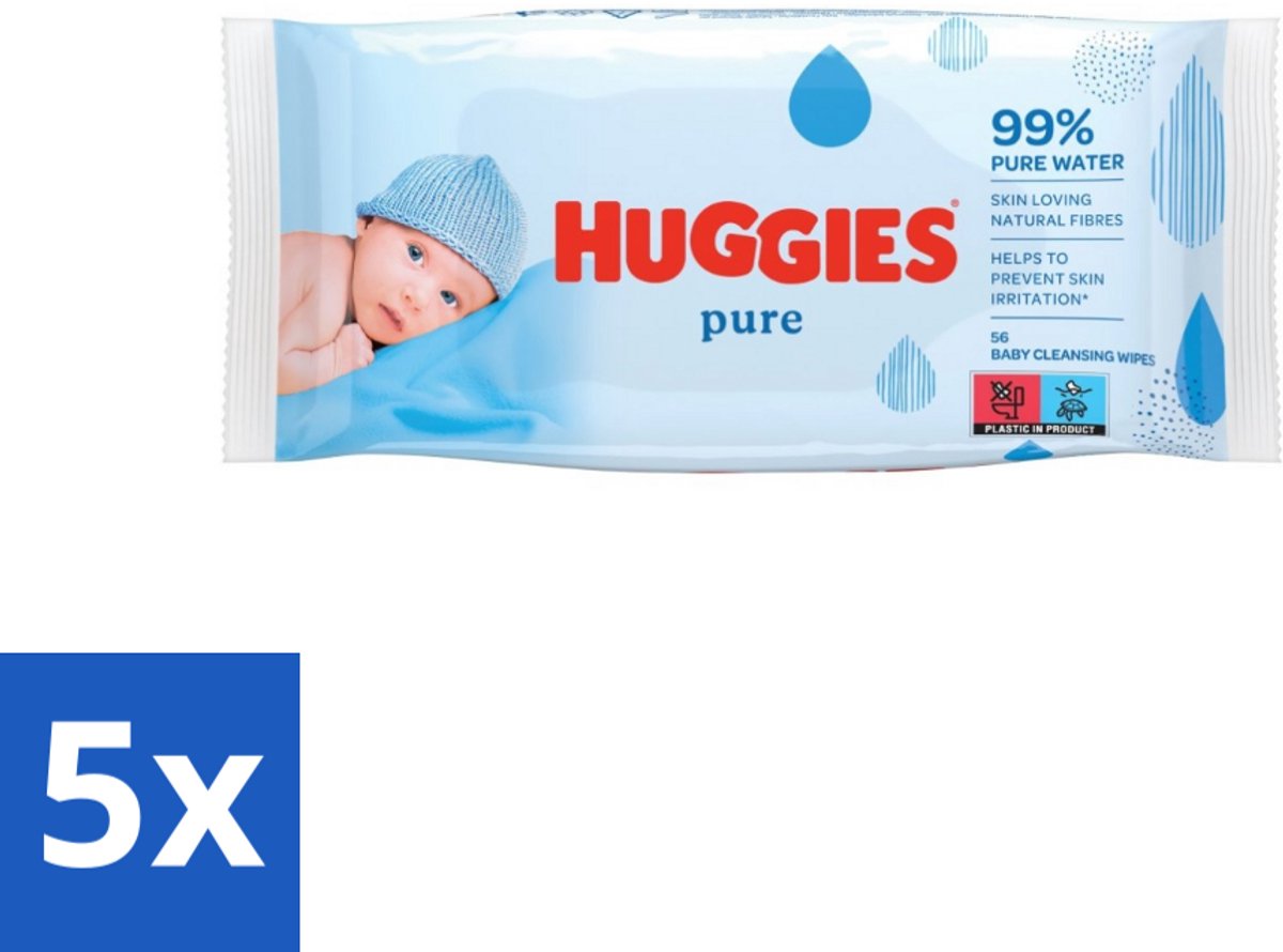 Huggies - Billendoekjes - Pure - Tegen Huidirritaties - 56 Babydoekjes - Bulkverpakking - 5 stuks